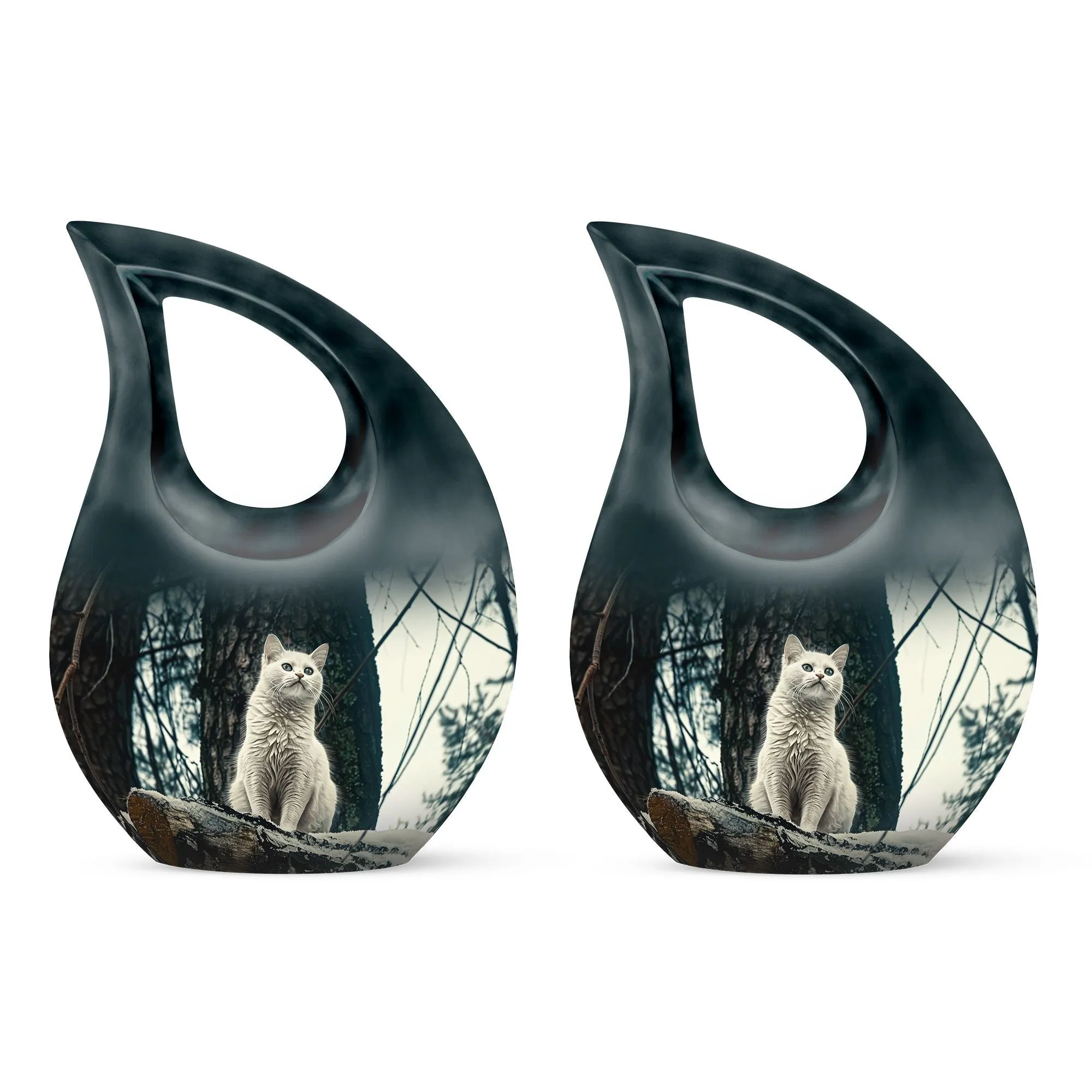 Elegant White Cat Memorial Urn: Memorial Keepsake Cremation Urn
