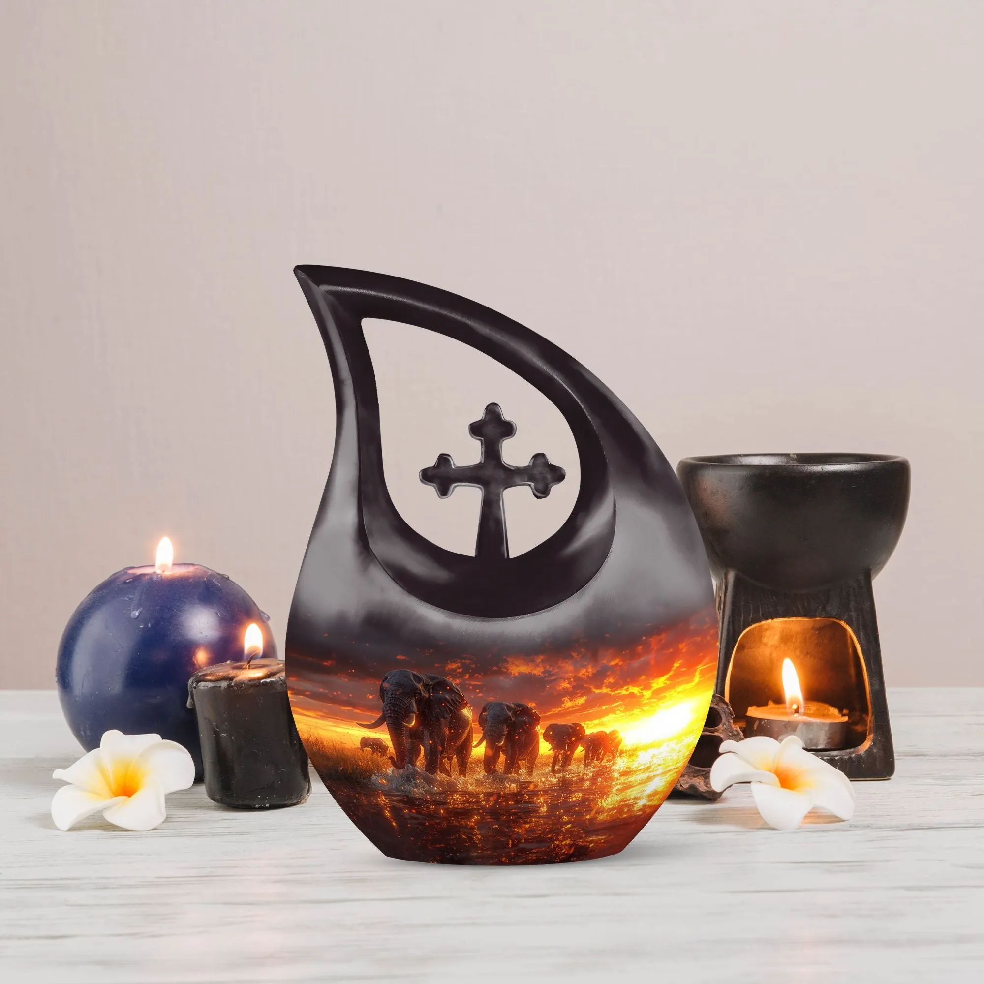 Elephant Family Memorial Tribute - The Eternal Rest Urn for Ashes