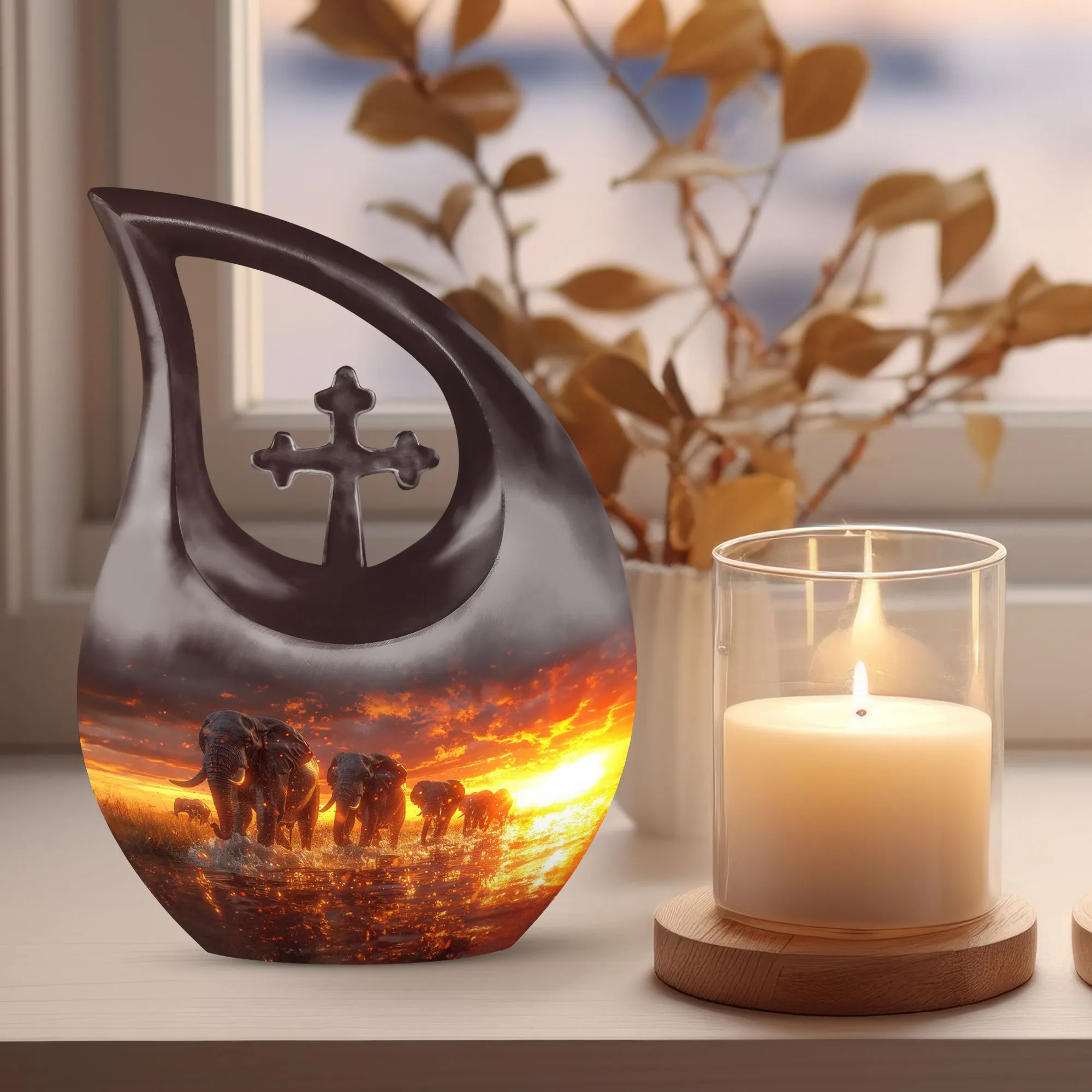 Elephant Family Memorial Tribute - The Eternal Rest Urn for Ashes