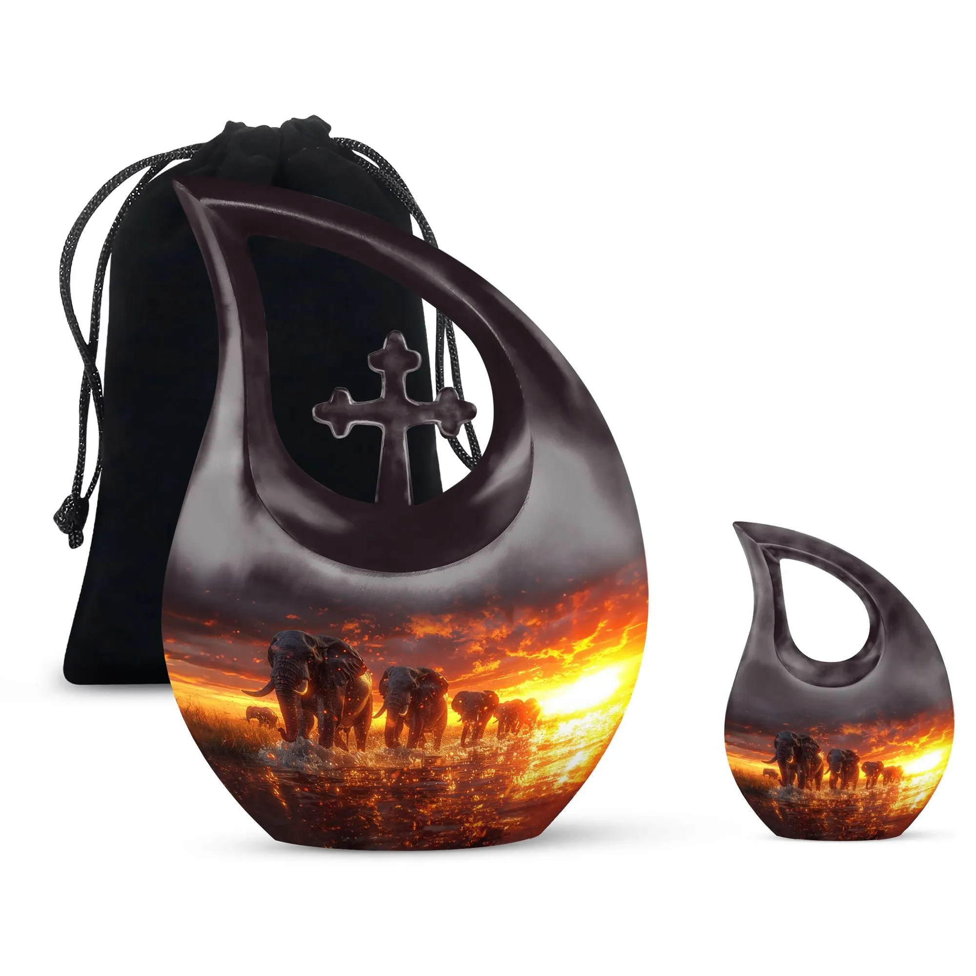 Elephant Family Memorial Tribute - The Eternal Rest Urn for Ashes