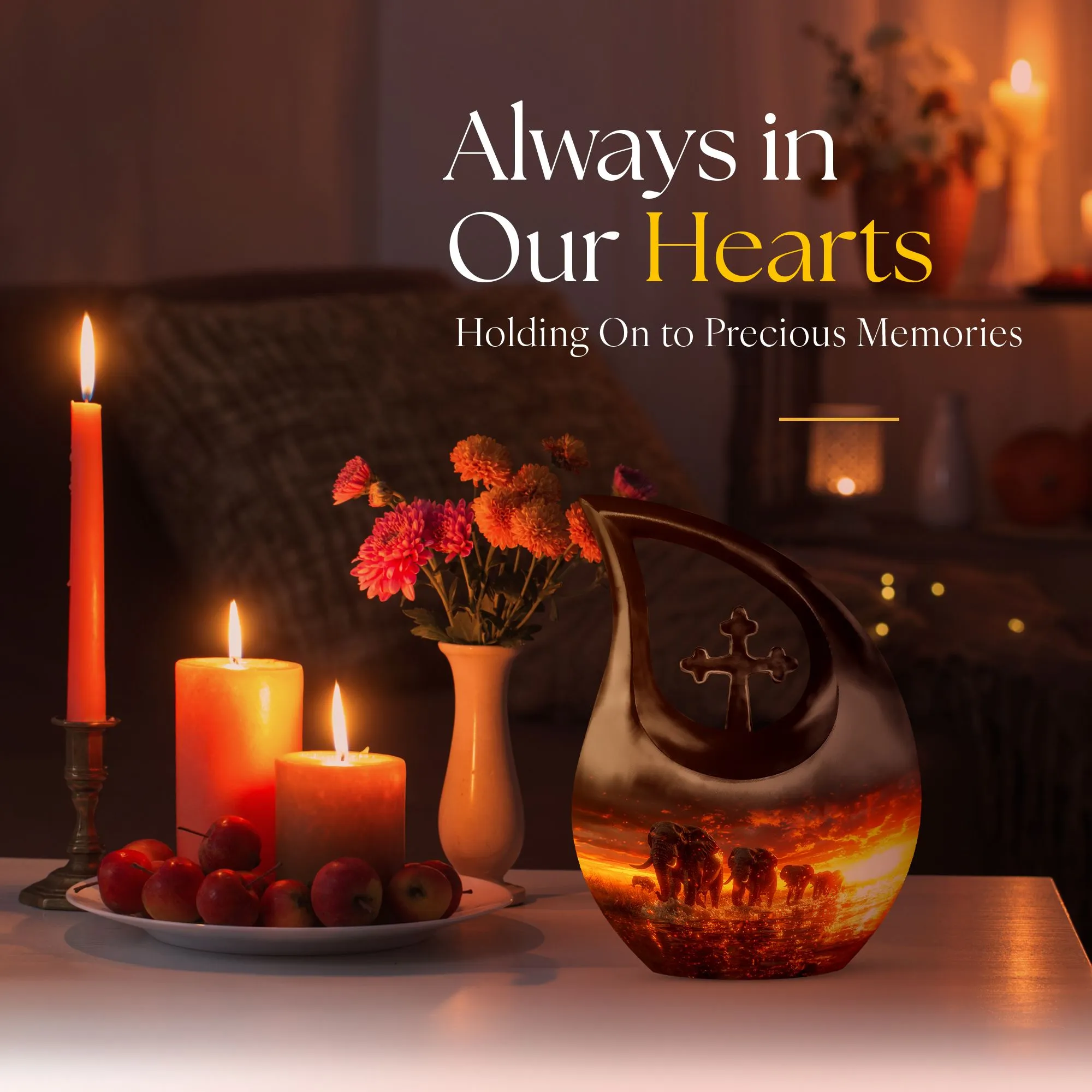 Elephant Family Memorial Tribute - The Eternal Rest Urn for Ashes