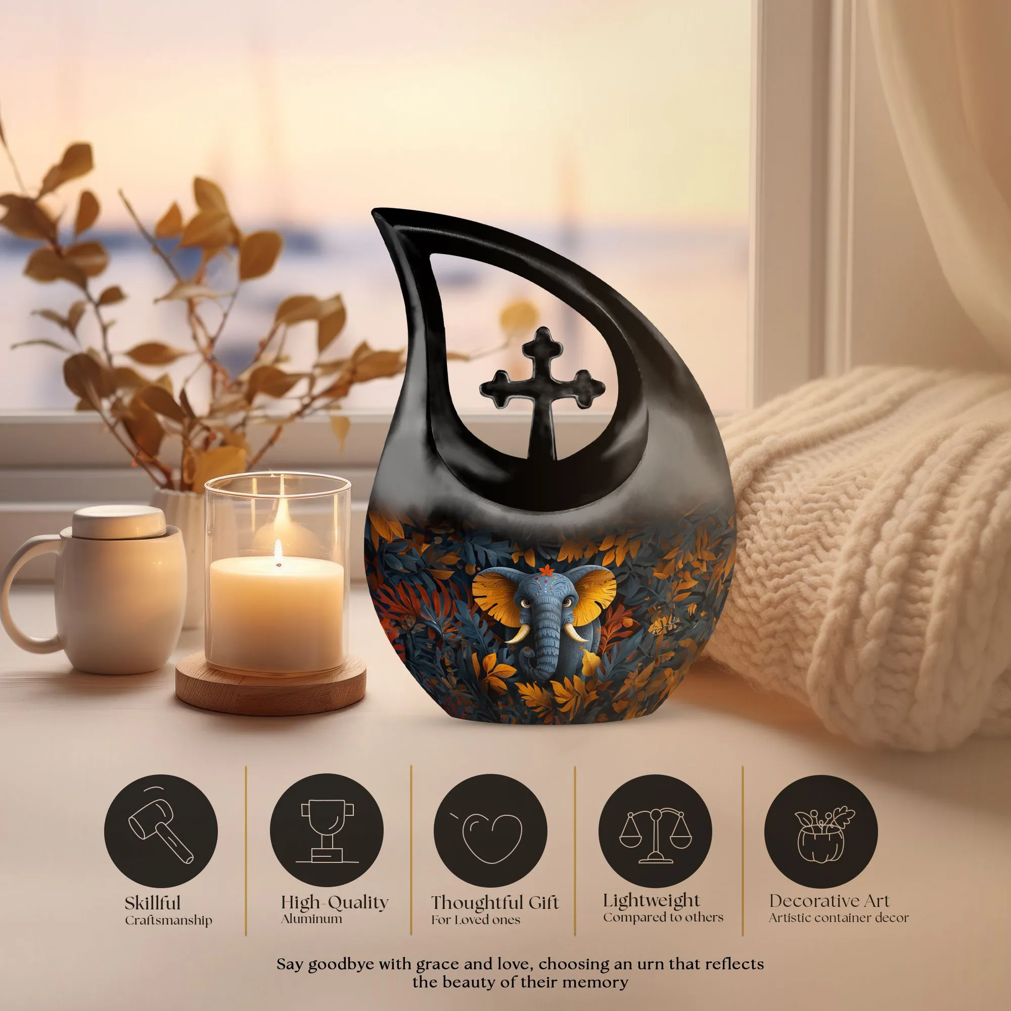 Elephant Urn - Large Urn For Cremated Human Ashes Remains