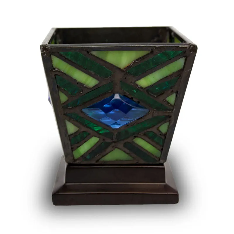 Emerald Mission Stained Glass Keepsake Urn and Candle Holder