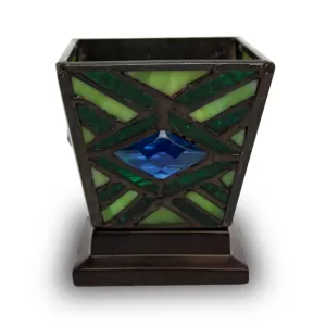 Emerald Mission Stained Glass Keepsake Urn and Candle Holder