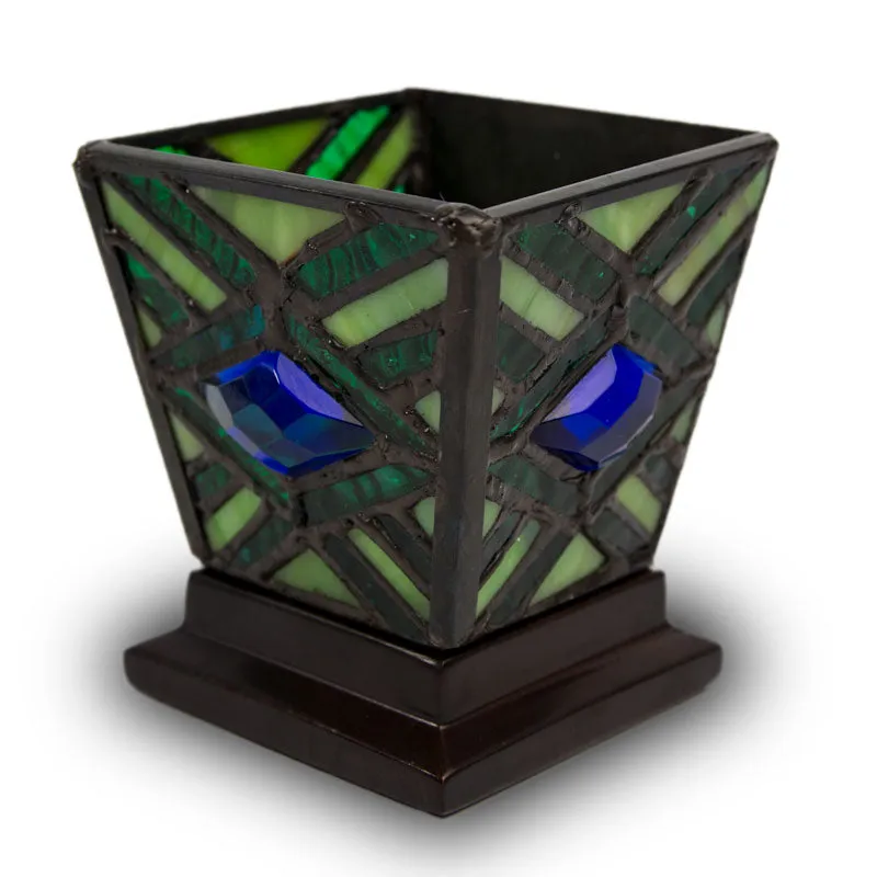 Emerald Mission Stained Glass Keepsake Urn and Candle Holder