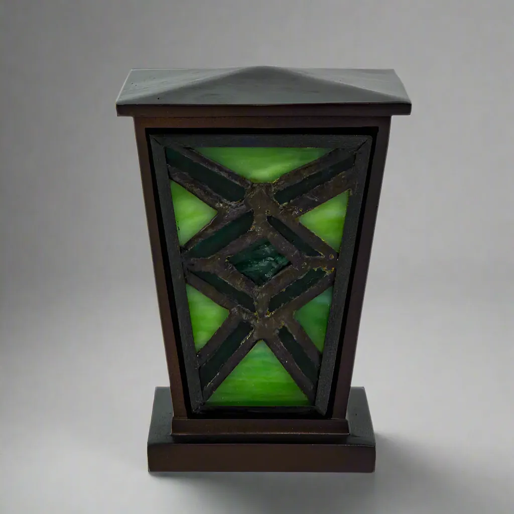 Emerald Mission Style Stained Glass Keepsake Urn
