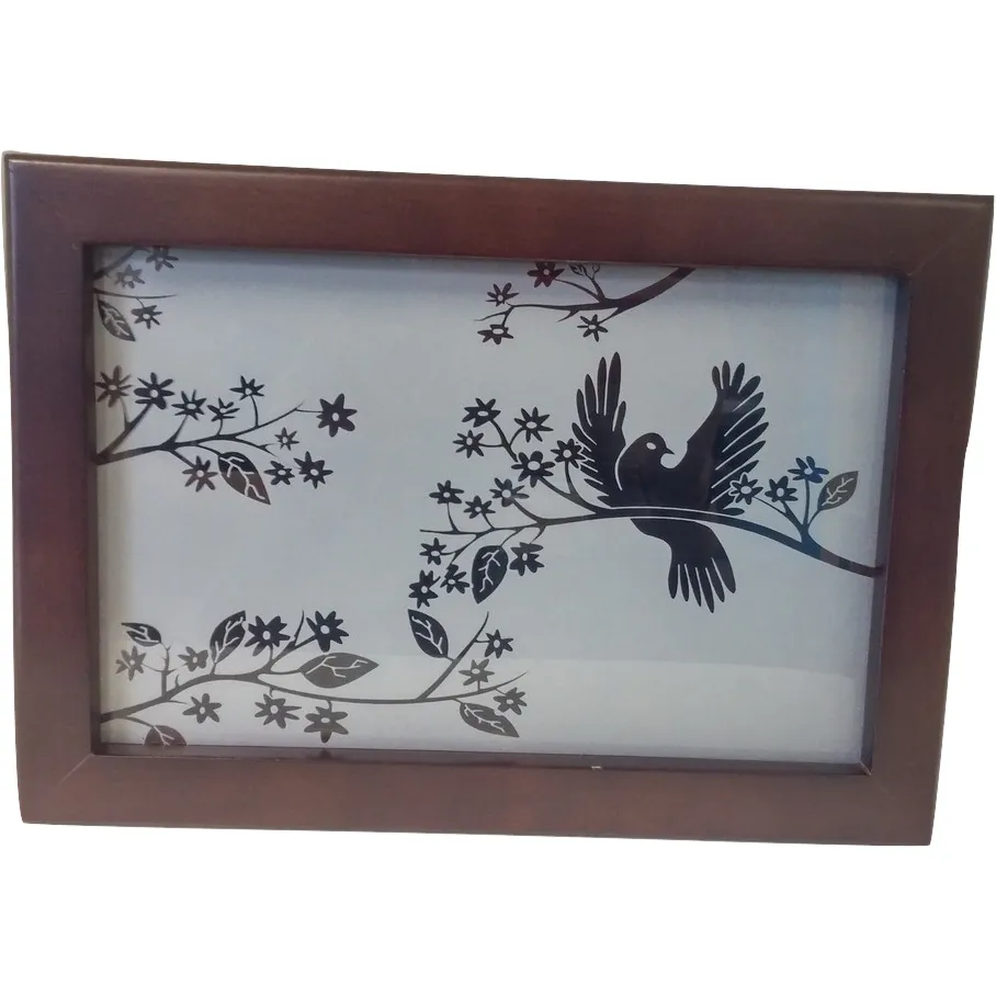 Etched Bird Frosted Glass,  Memorial Chest and Urn