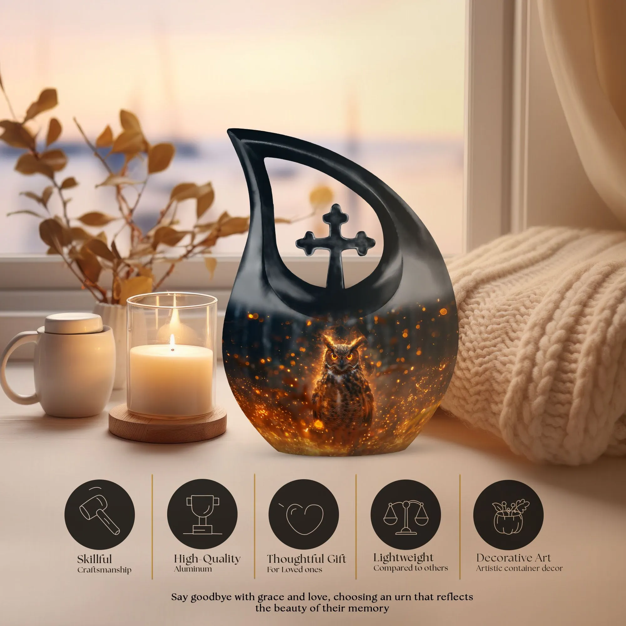 Eternal Owl Sanctuary - Aesthetic Urn for Cremated Remains
