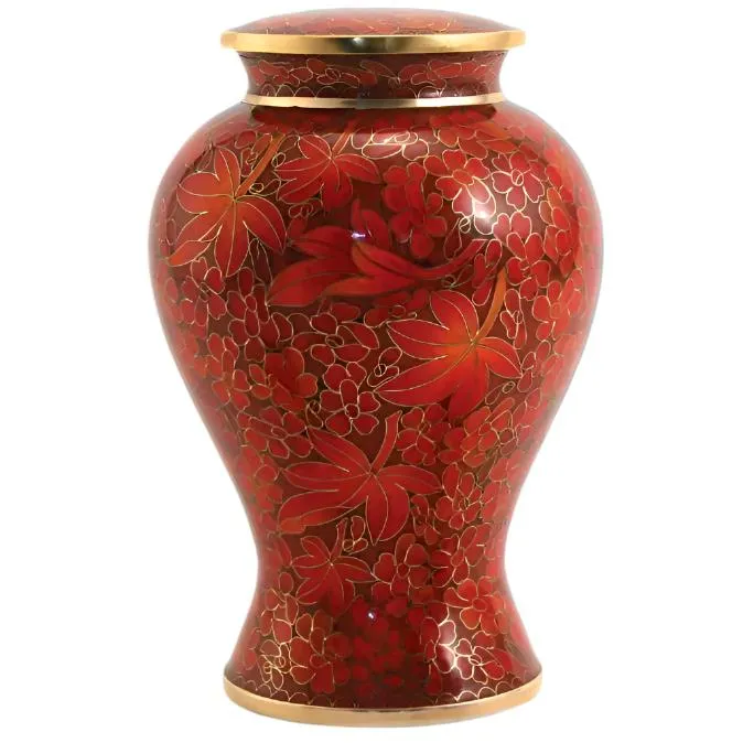 Etienne Autumn Leaves, Cloisonne Cremation Urn