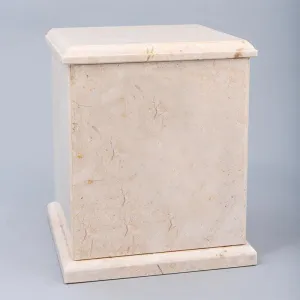 Evermore Square Natural Marble Cremation Urn in Champagne