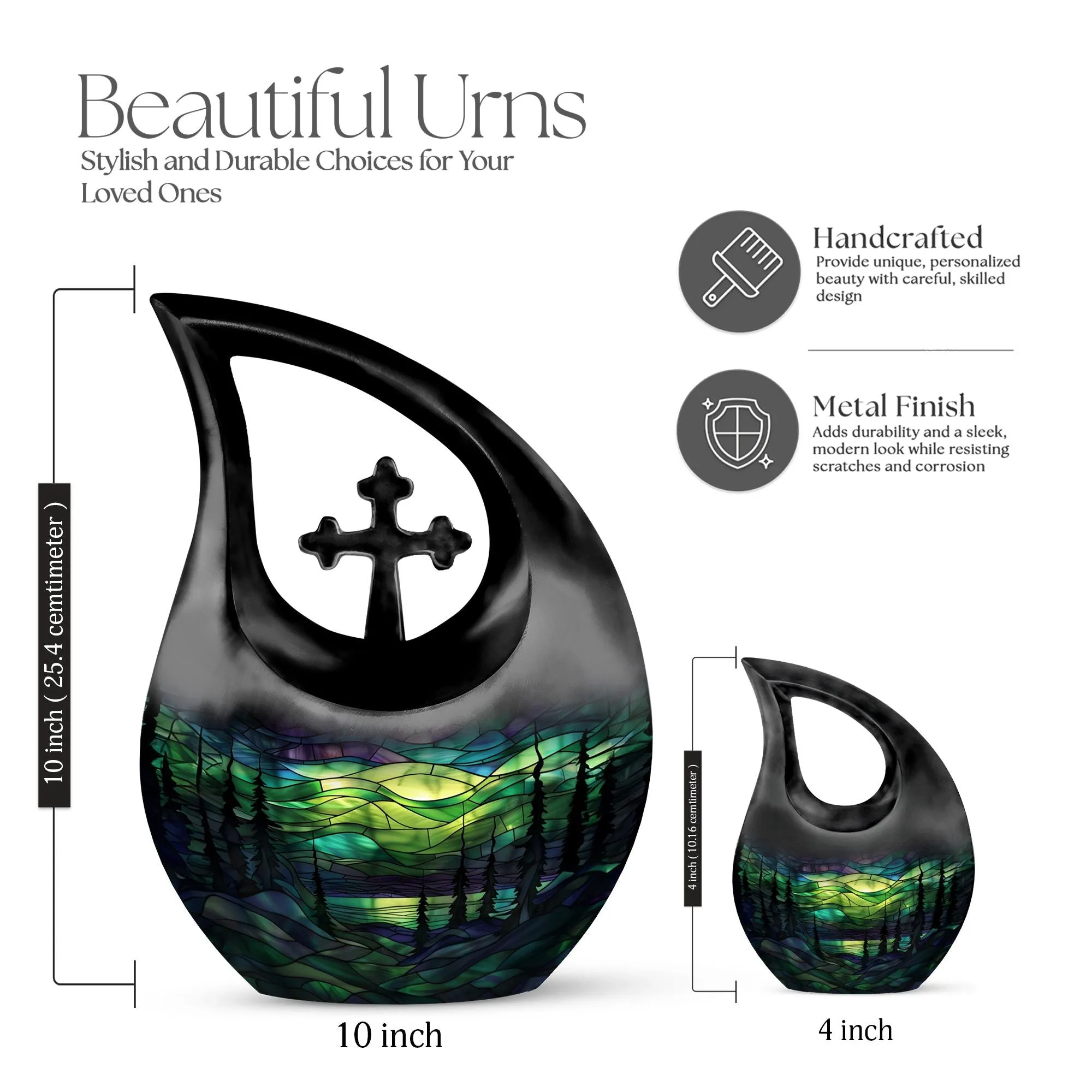 Extra Large Stained Glass Eternal Rest Cross Drop Memorial Urn