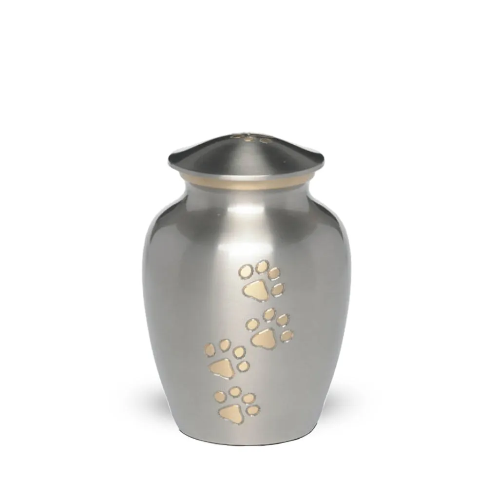 EXTRA SMALL Brass Pet Urn - "Paws to Heaven"