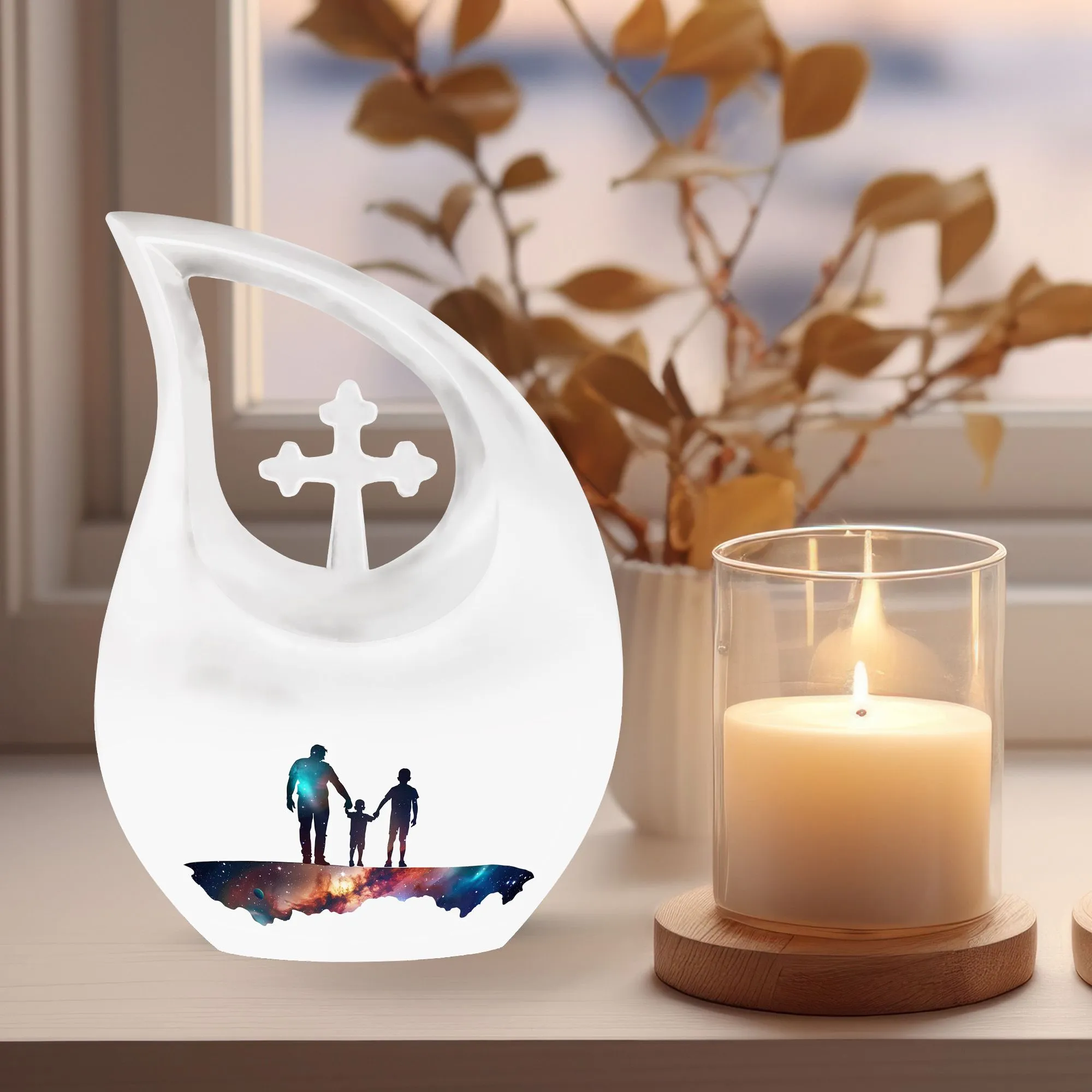 Father's Cross Drop Vase - Commemorative Memorial Affection Urn