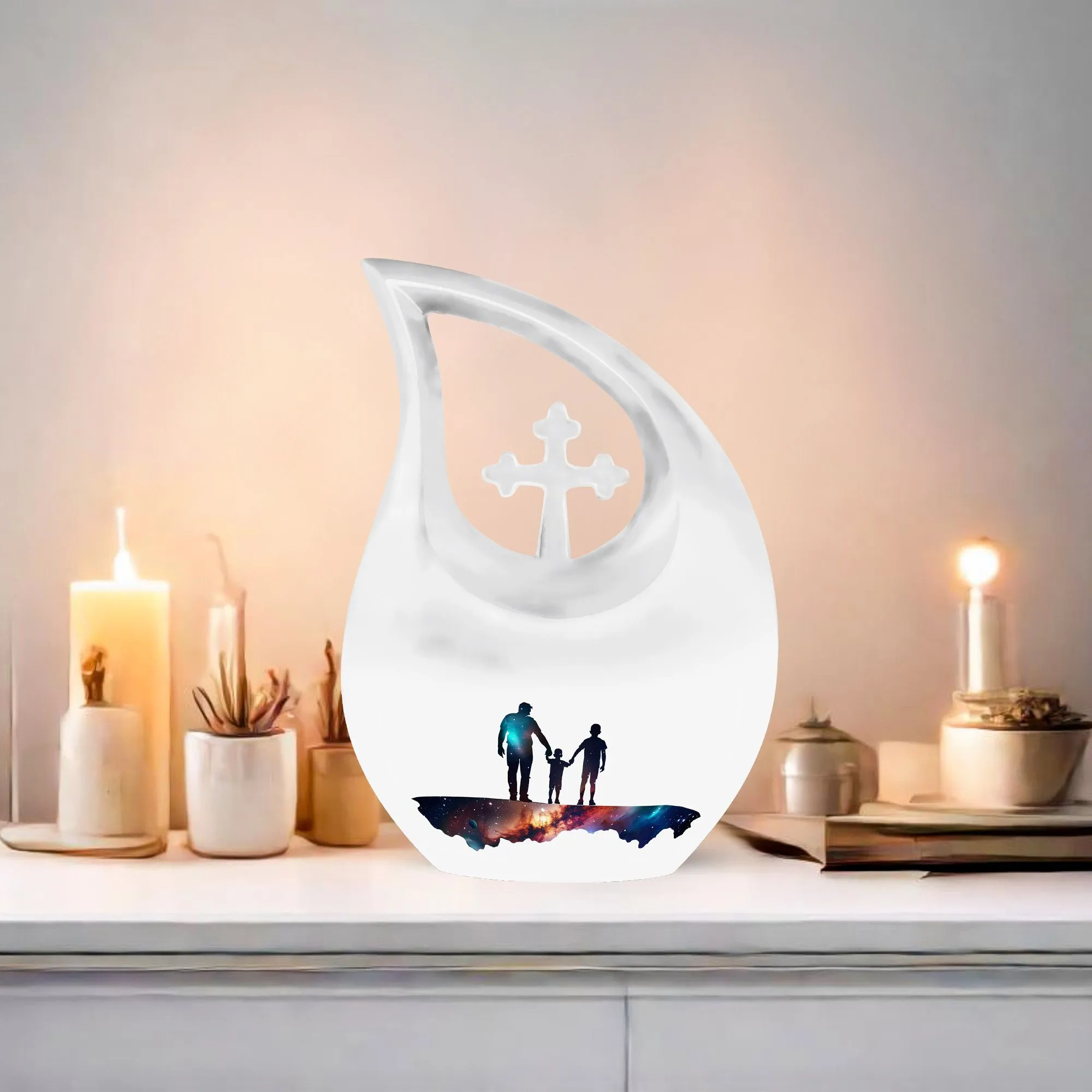 Father's Cross Drop Vase - Commemorative Memorial Affection Urn