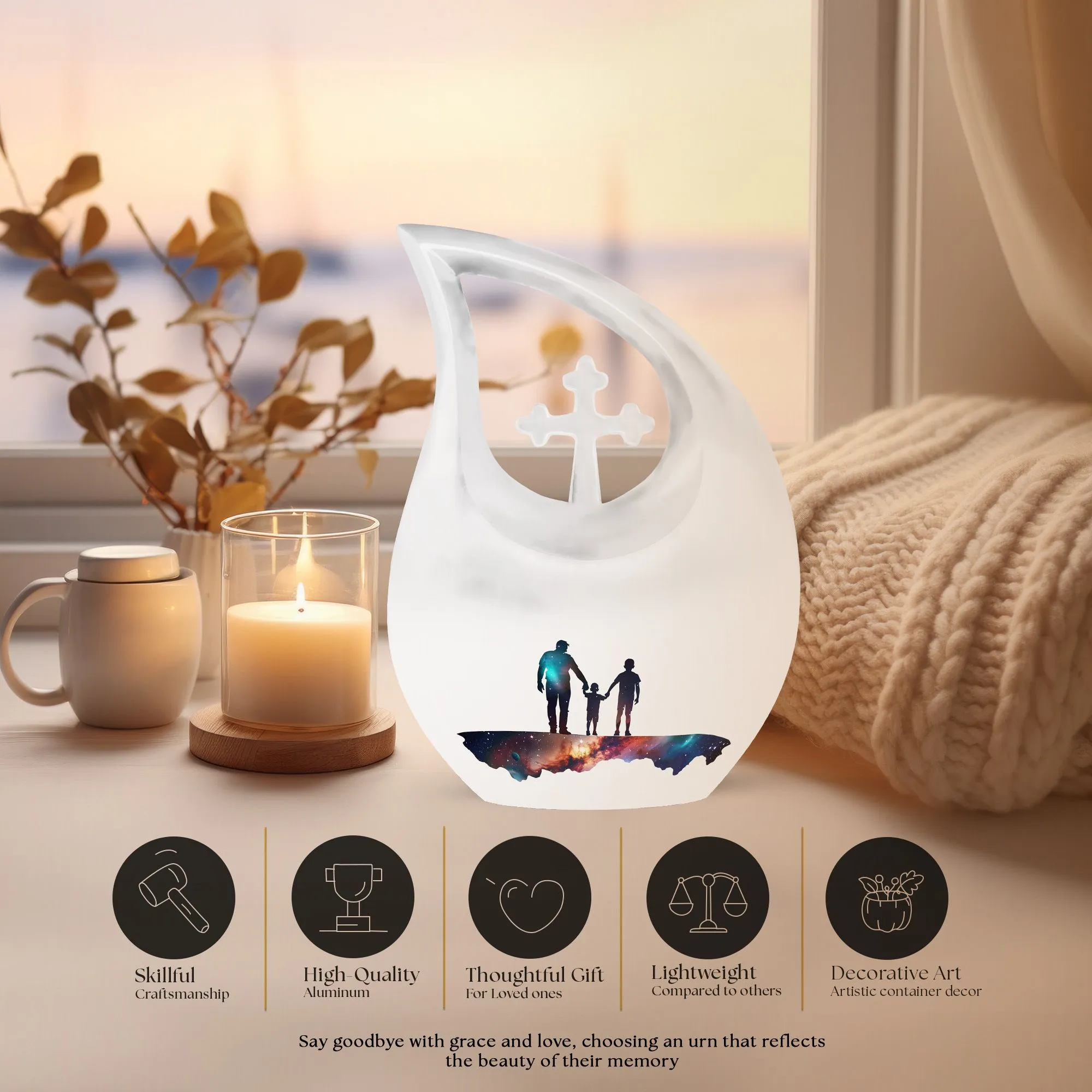 Father's Cross Drop Vase - Commemorative Memorial Affection Urn