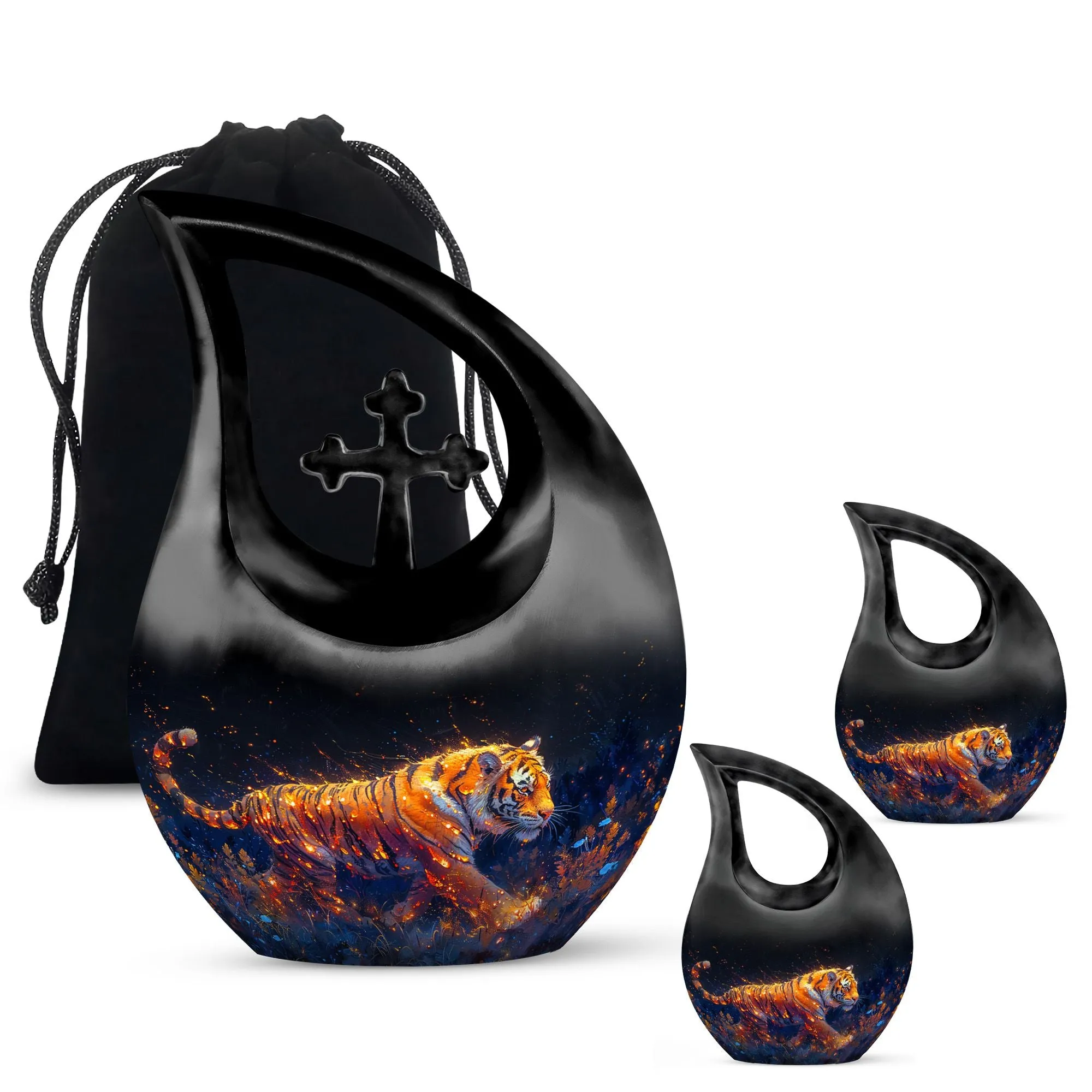 Fiery Floral Majesty Memorial Urn For Human Ashes