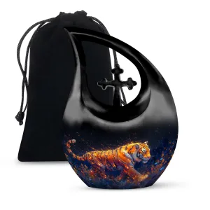 Fiery Floral Majesty Memorial Urn For Human Ashes