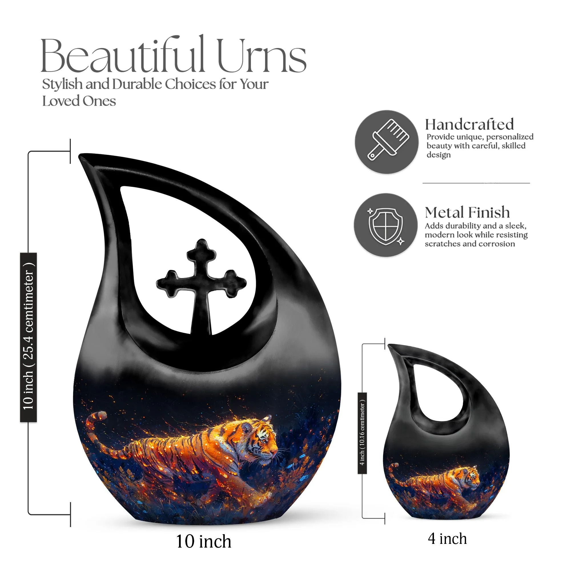Fiery Floral Majesty Memorial Urn For Human Ashes