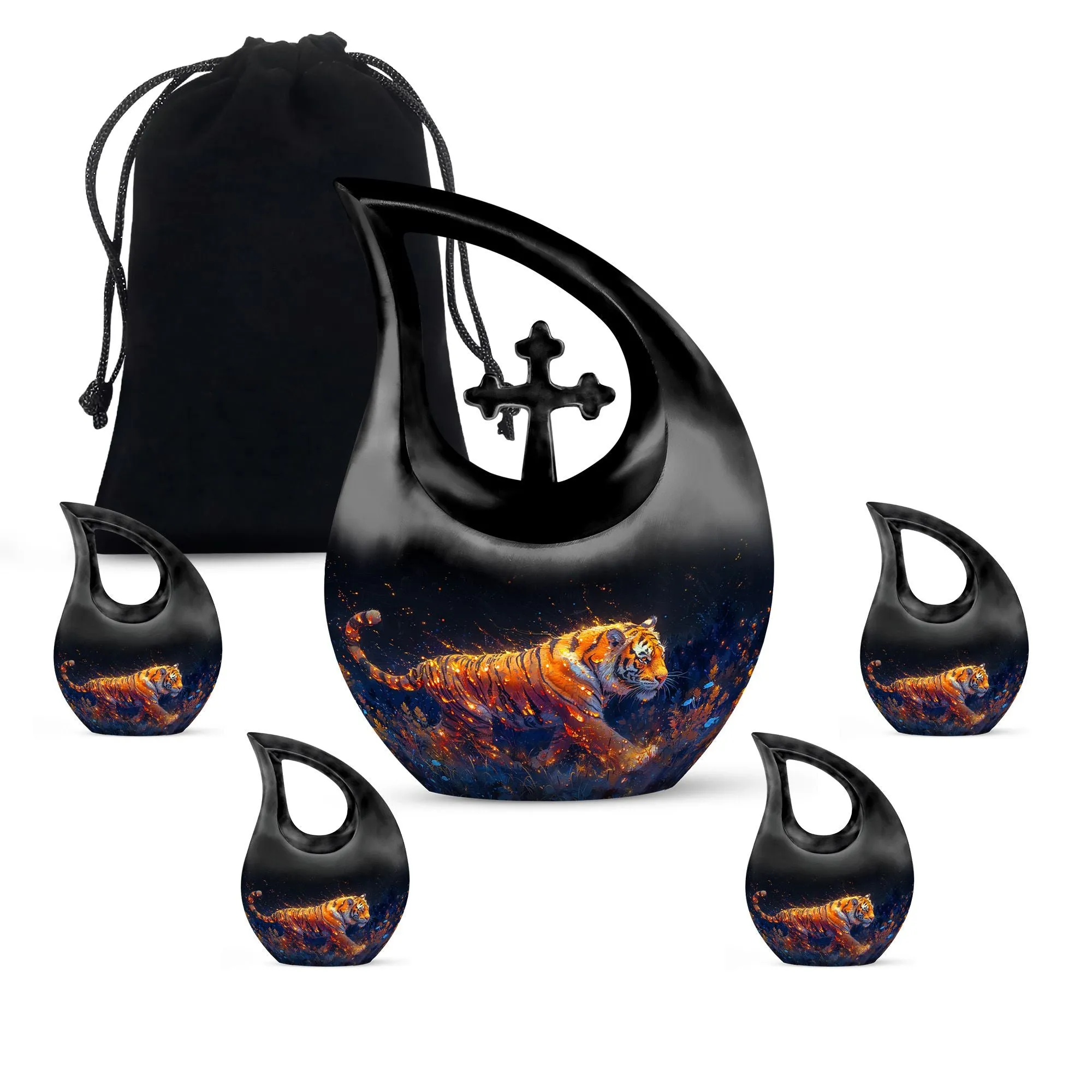 Fiery Floral Majesty Memorial Urn For Human Ashes