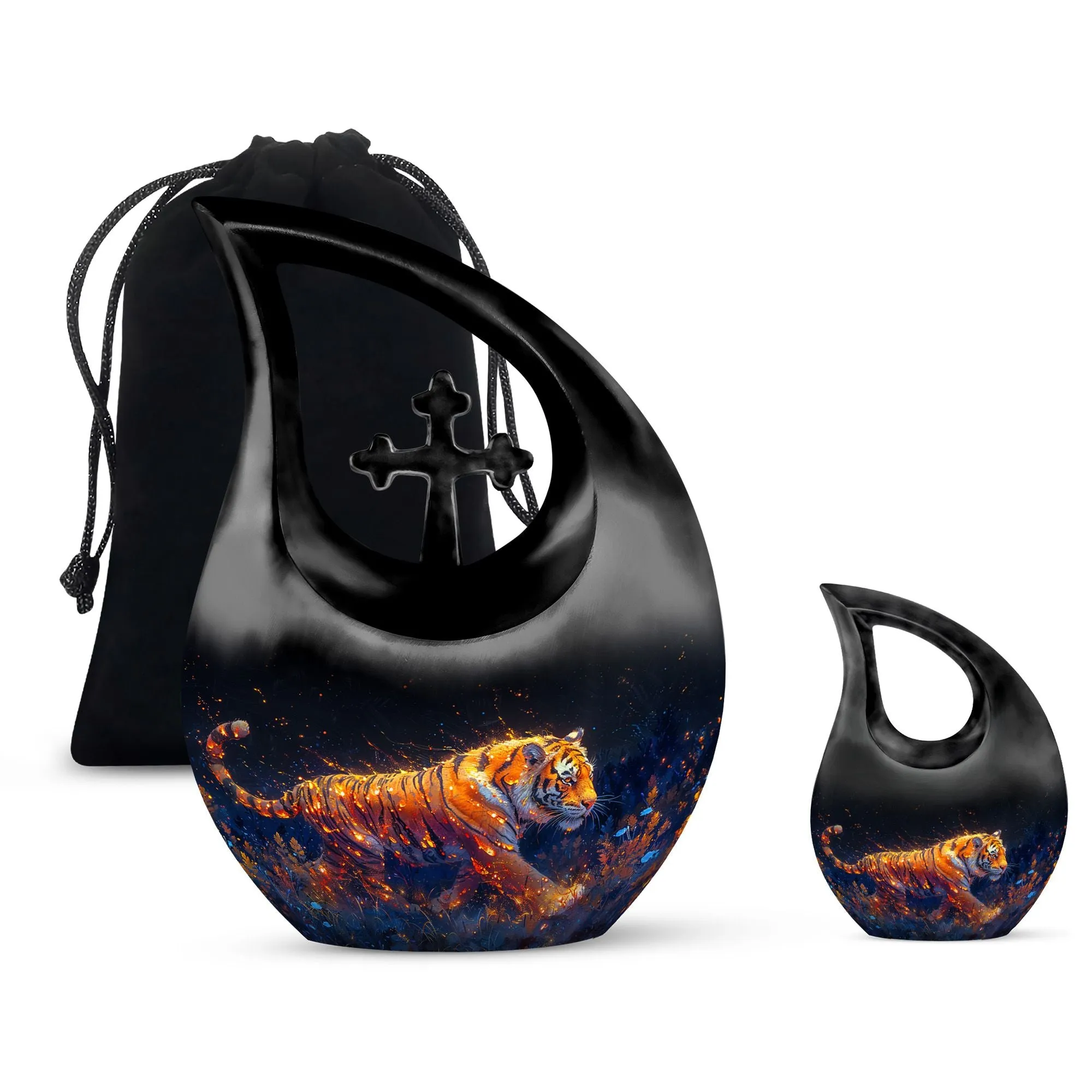 Fiery Floral Majesty Memorial Urn For Human Ashes