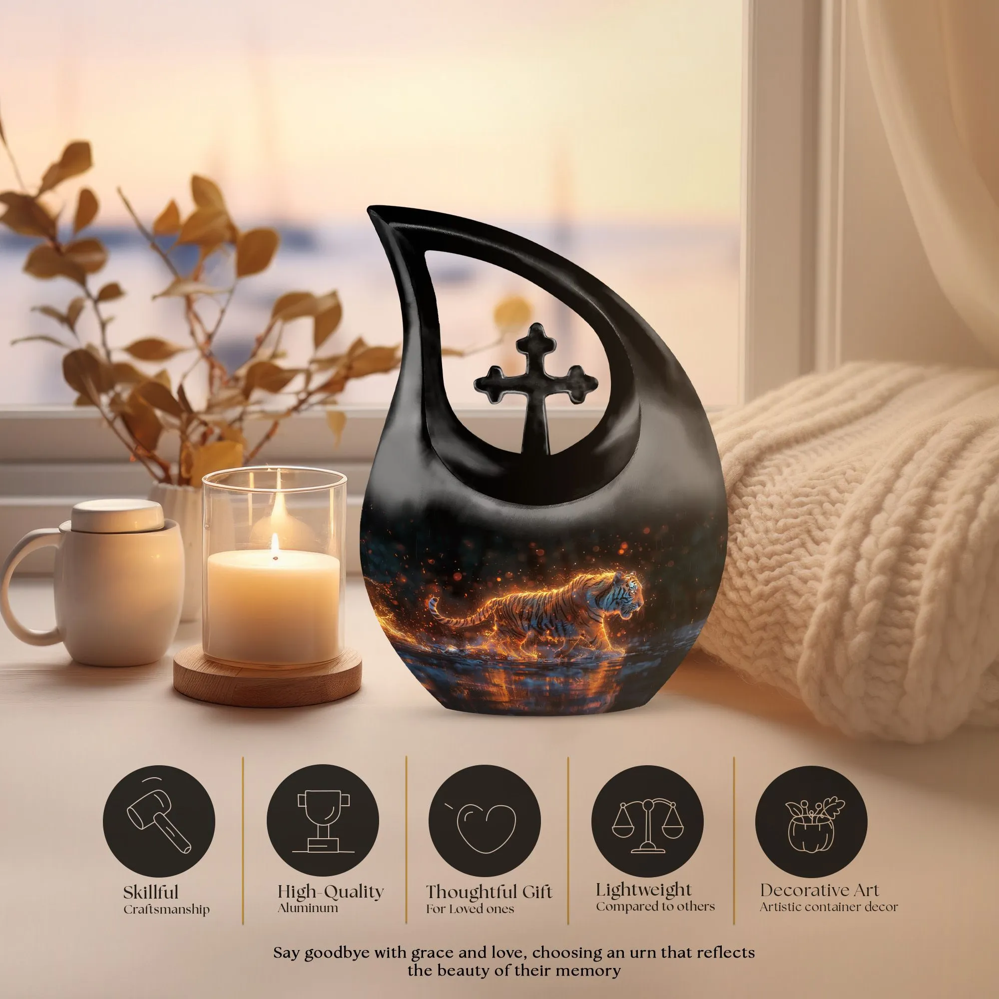 Fiery Rain Stride Urn: Small Containers For Cremated Ashes