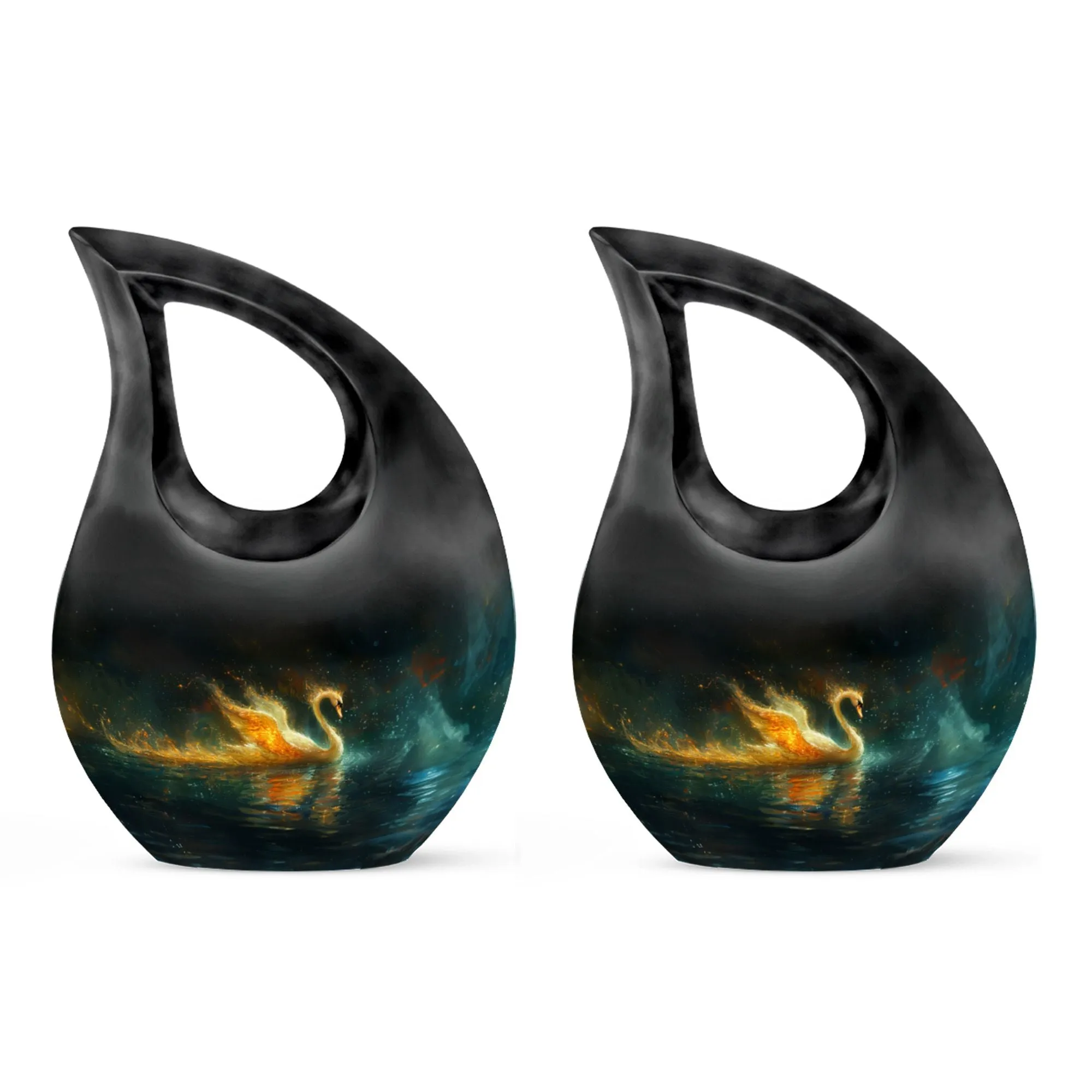 Fire Swan Memorial Urn: Large, Aluminium Cremation Keepsake