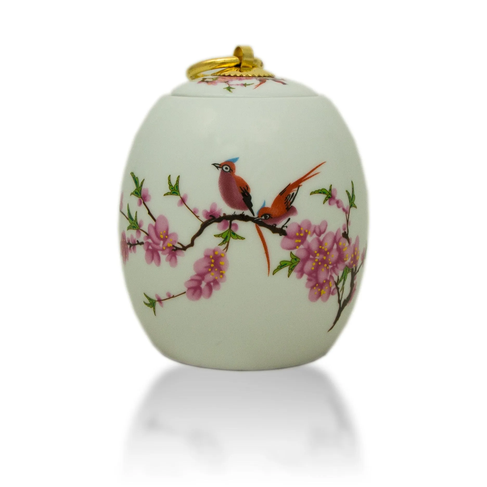 Floral Lovebirds Ceramic Urn In Extra Small