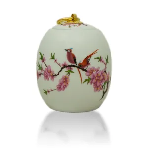 Floral Lovebirds Ceramic Urn In Extra Small