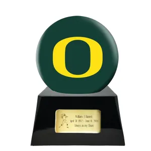 Football Cremation Urn with Optional Oregon Ducks Ball Decor and Custom Metal Plaque