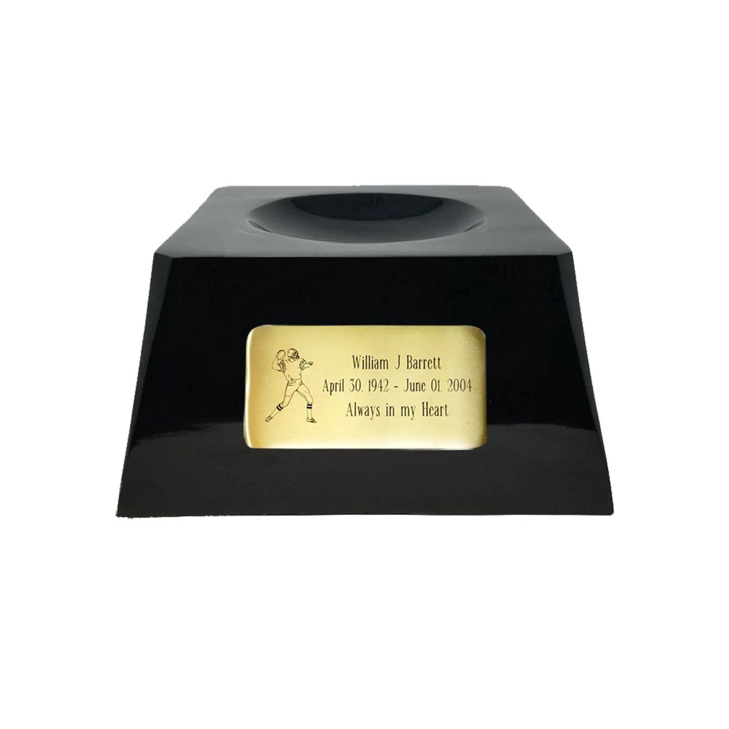 Football Cremation Urn with Optional Oregon Ducks Ball Decor and Custom Metal Plaque