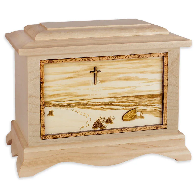 Footprints in the Sand Cremation Urn with Beach Inlay Art