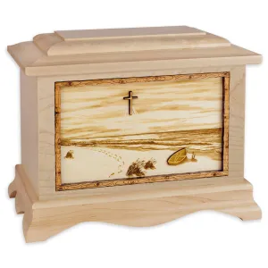 Footprints in the Sand Cremation Urn with Beach Inlay Art