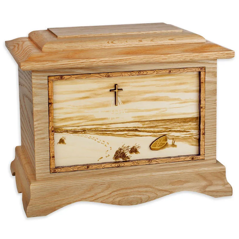 Footprints in the Sand Cremation Urn with Beach Inlay Art