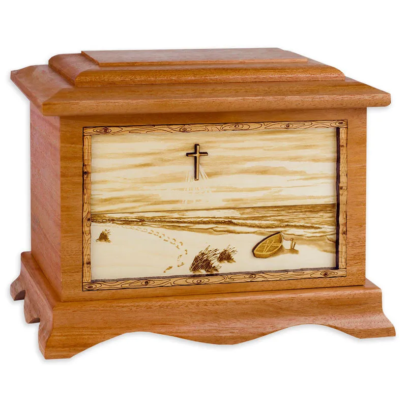 Footprints in the Sand Cremation Urn with Beach Inlay Art