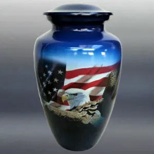 Freedom Human Cremation Urn | Flag and Eagle  Ash Urn | Quality Urns For Less
