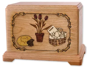 Gardener Cremation Urn with Wood Inlay Art