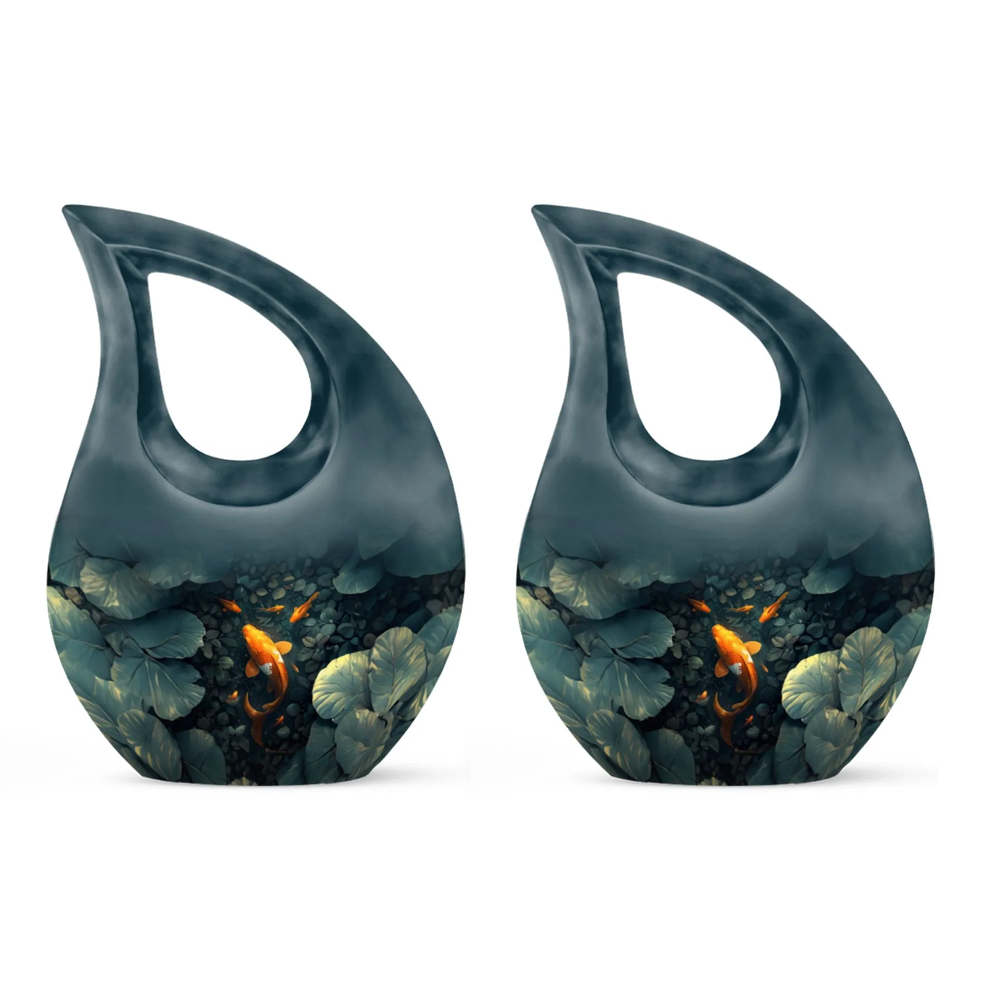 Gold Fish Cross Drop Memorial Urn For Adult Human Ashes