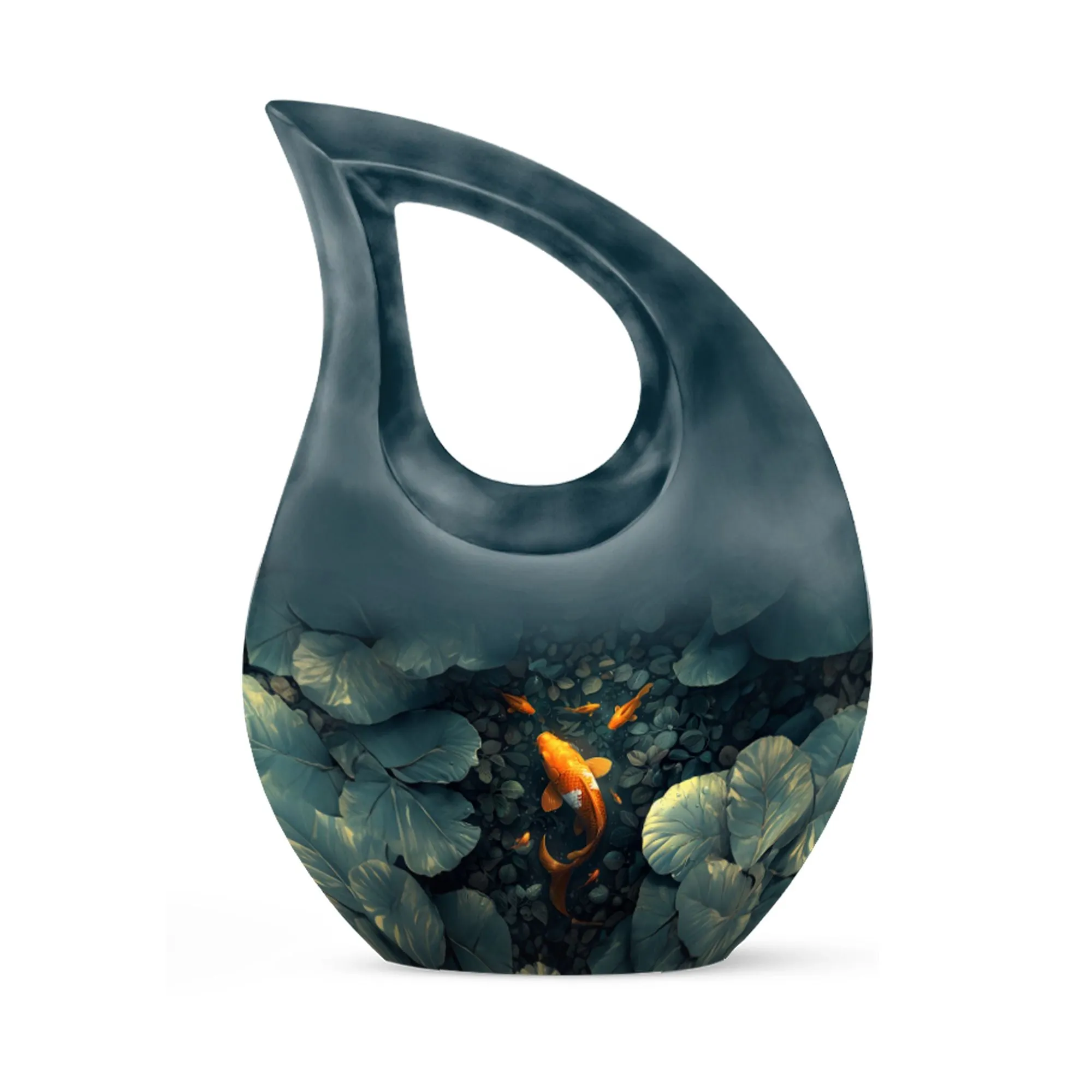 Gold Fish Cross Drop Memorial Urn For Adult Human Ashes