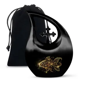Gold Fish Urn: Elegant Memorial Cremation Vessel For Adults