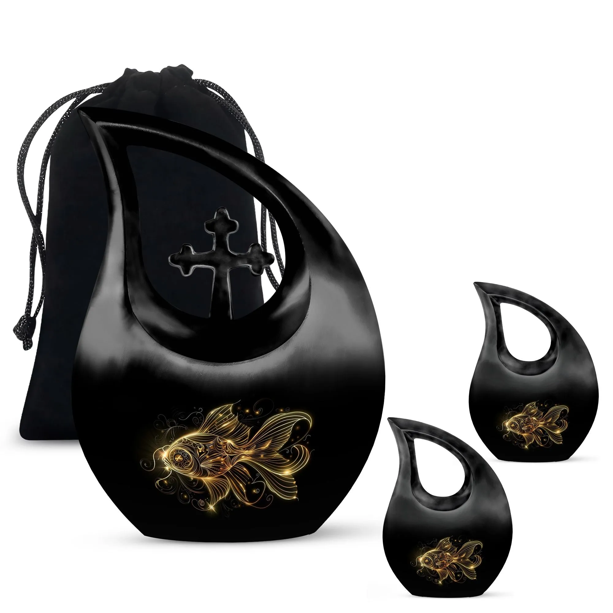 Gold Fish Urn: Elegant Memorial Cremation Vessel For Adults
