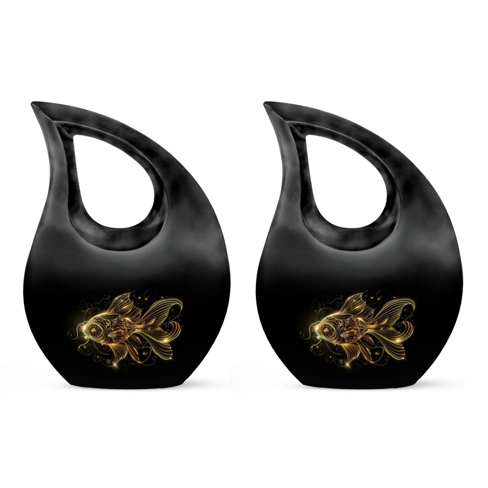 Gold Fish Urn: Elegant Memorial Cremation Vessel For Adults