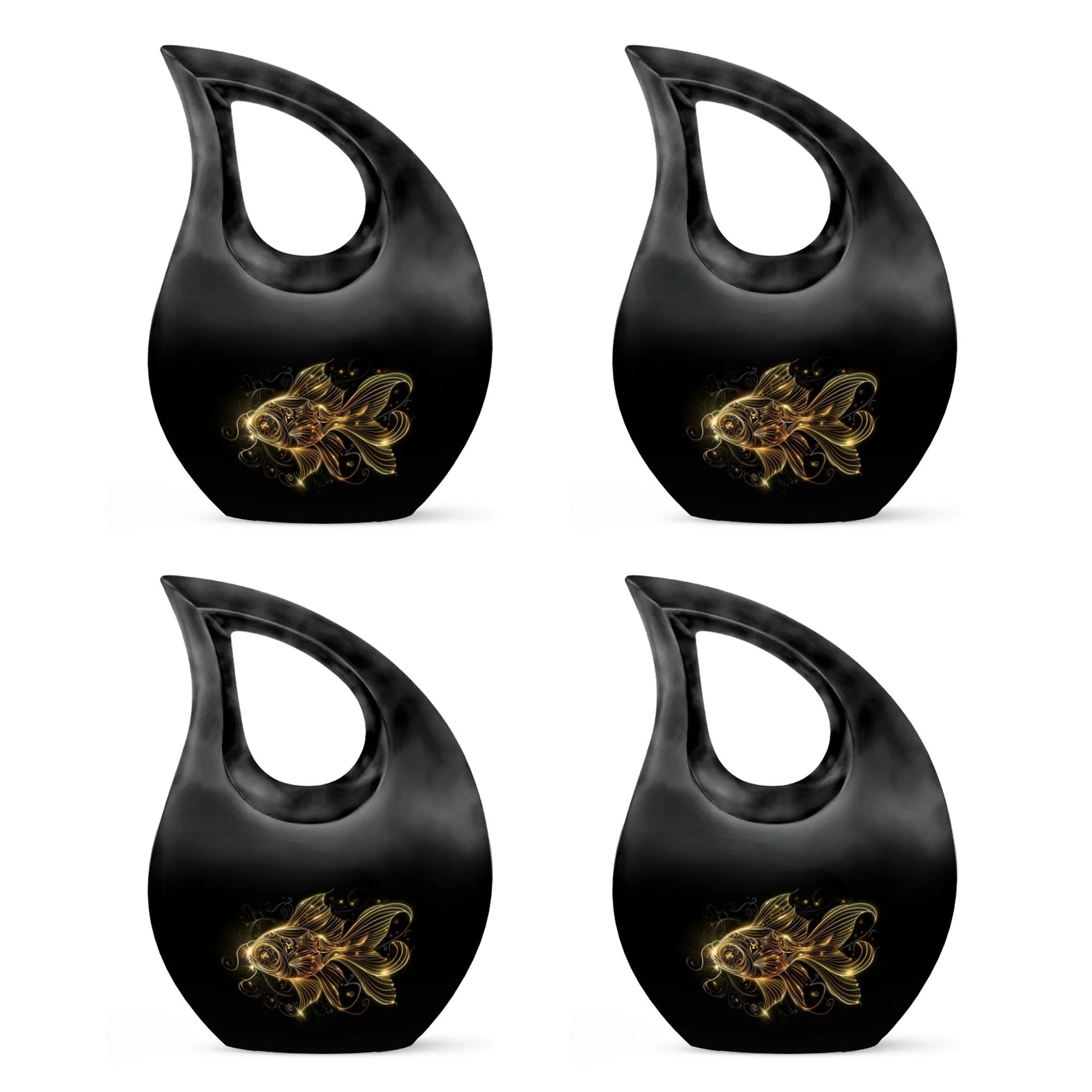 Gold Fish Urn: Elegant Memorial Cremation Vessel For Adults
