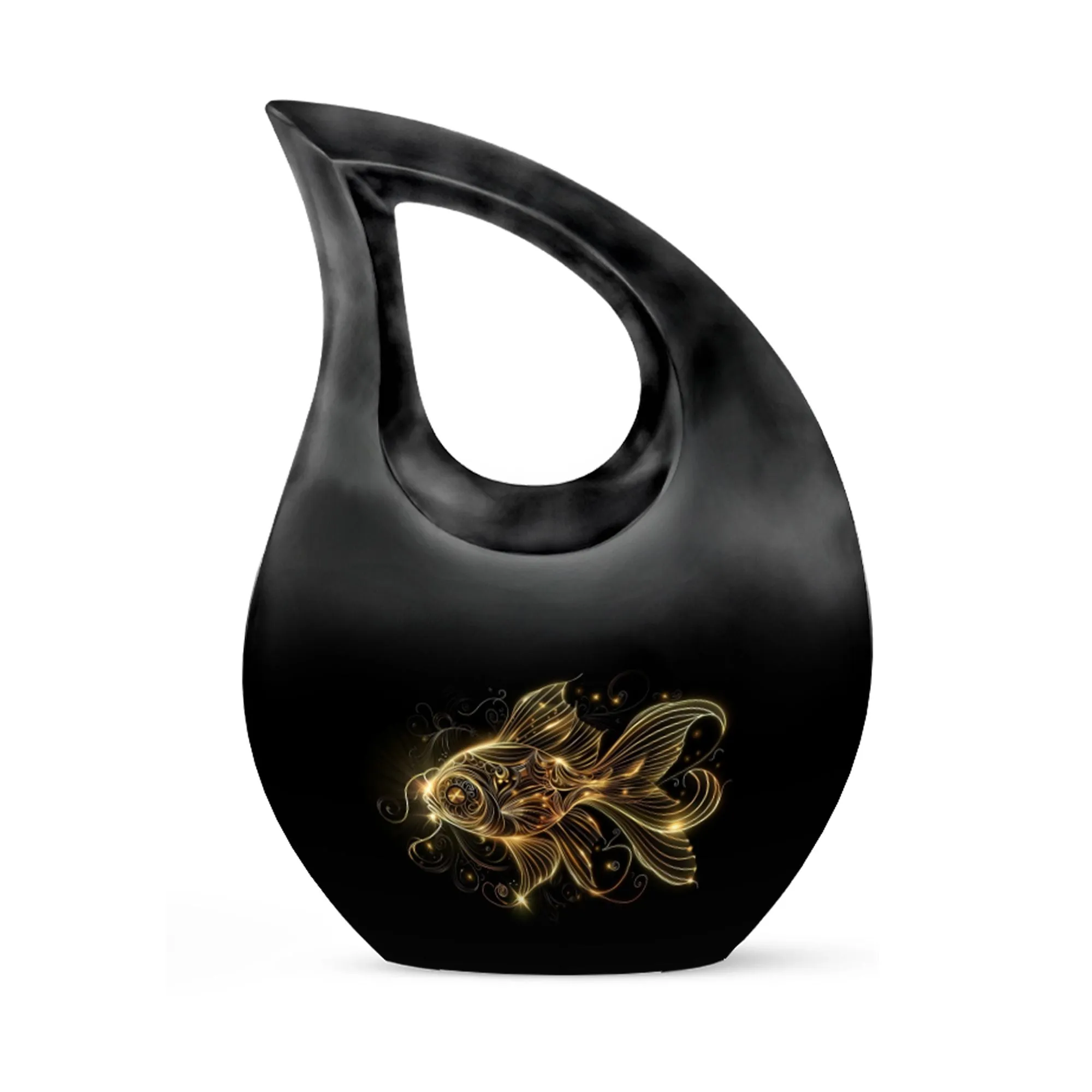 Gold Fish Urn: Elegant Memorial Cremation Vessel For Adults