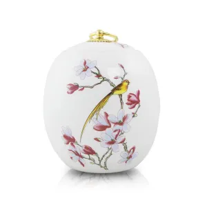 Golden Bird Ceramic Urn In Medium