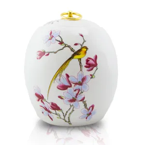 Golden Bird Ceramic Urn