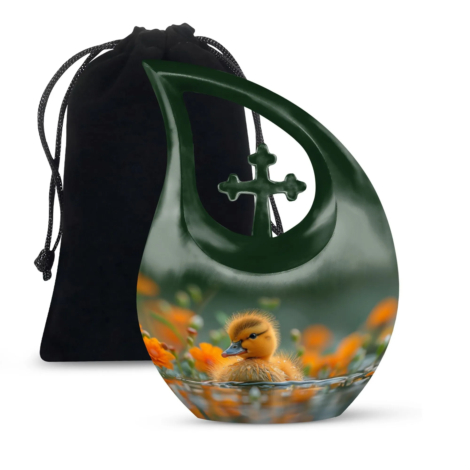 Golden Blossom Duckling Memorial Urn For Human Ashes