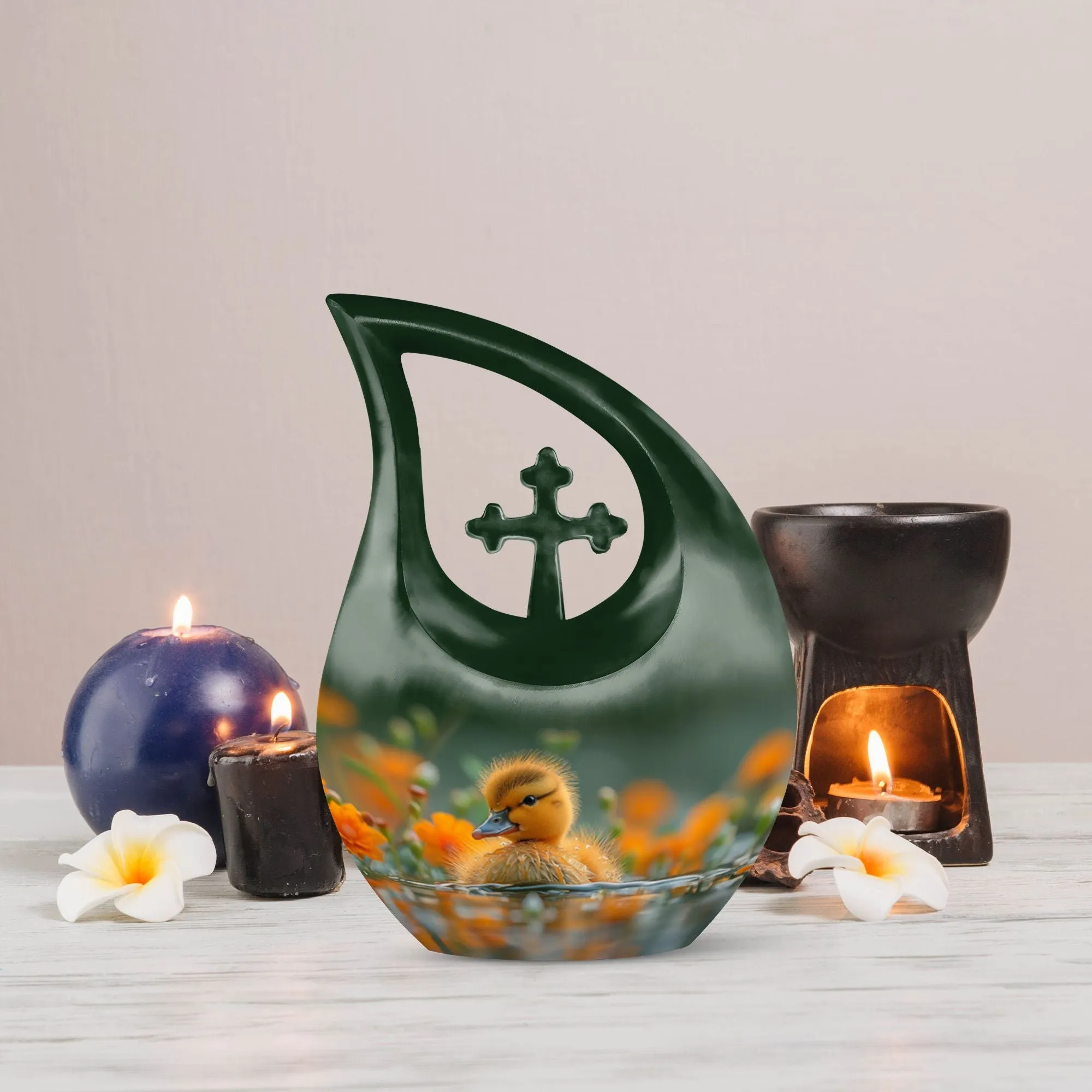Golden Blossom Duckling Memorial Urn For Human Ashes