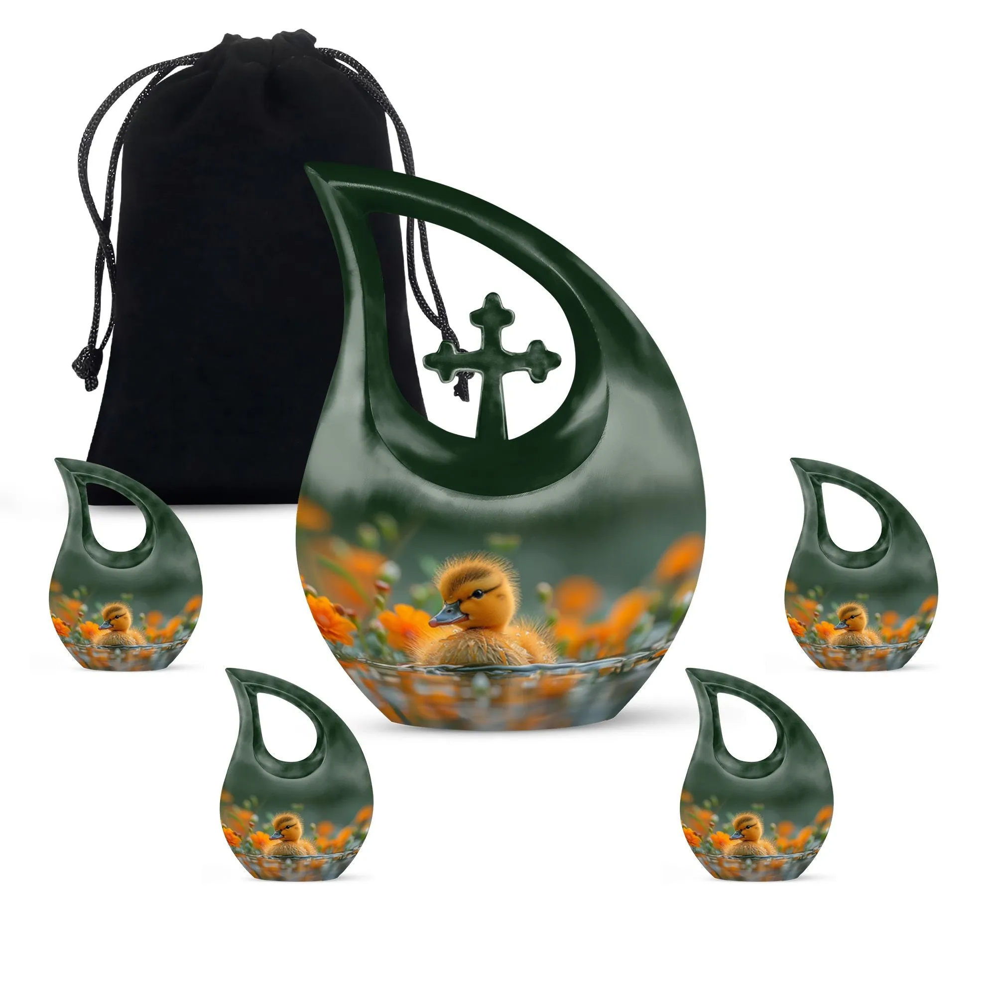 Golden Blossom Duckling Memorial Urn For Human Ashes