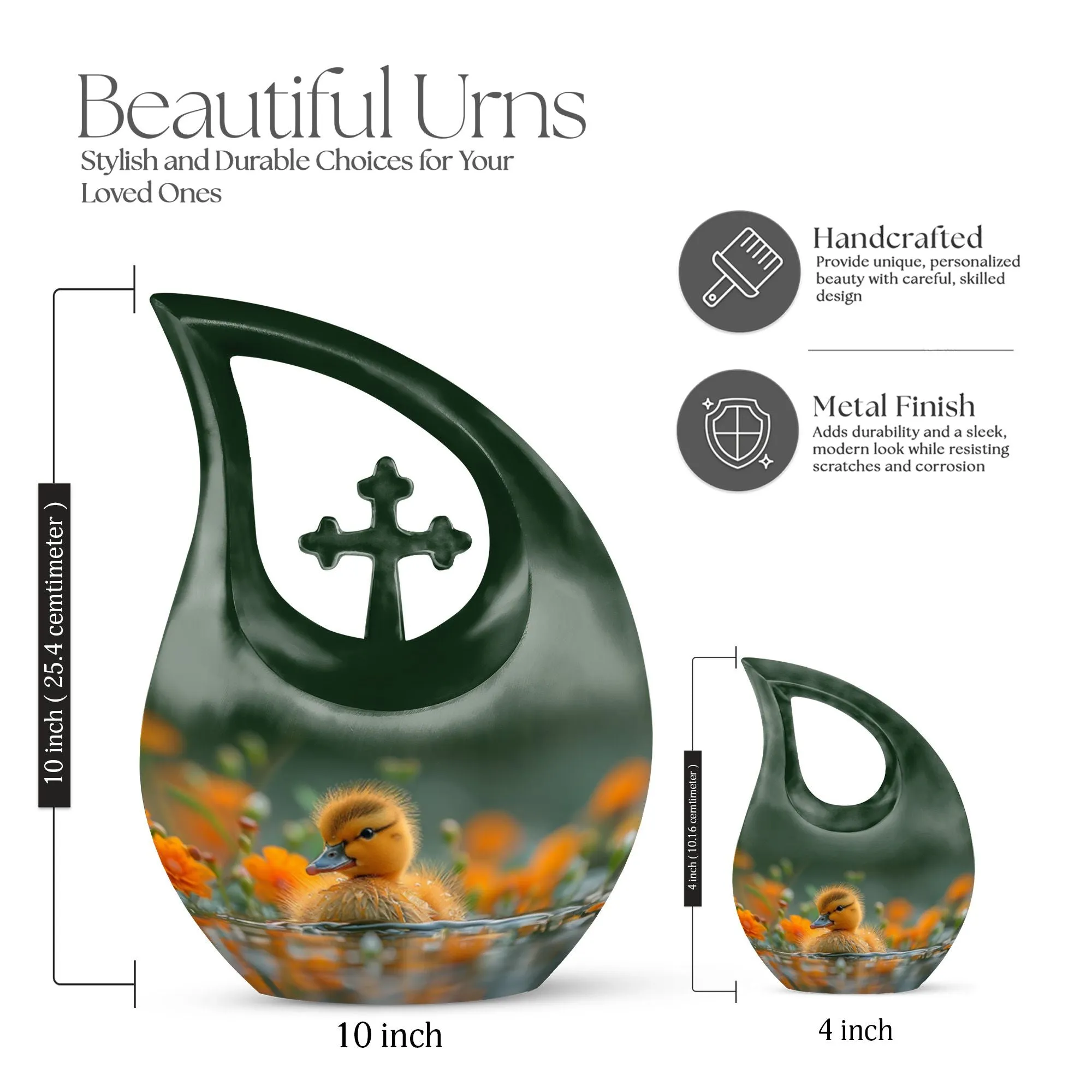 Golden Blossom Duckling Memorial Urn For Human Ashes