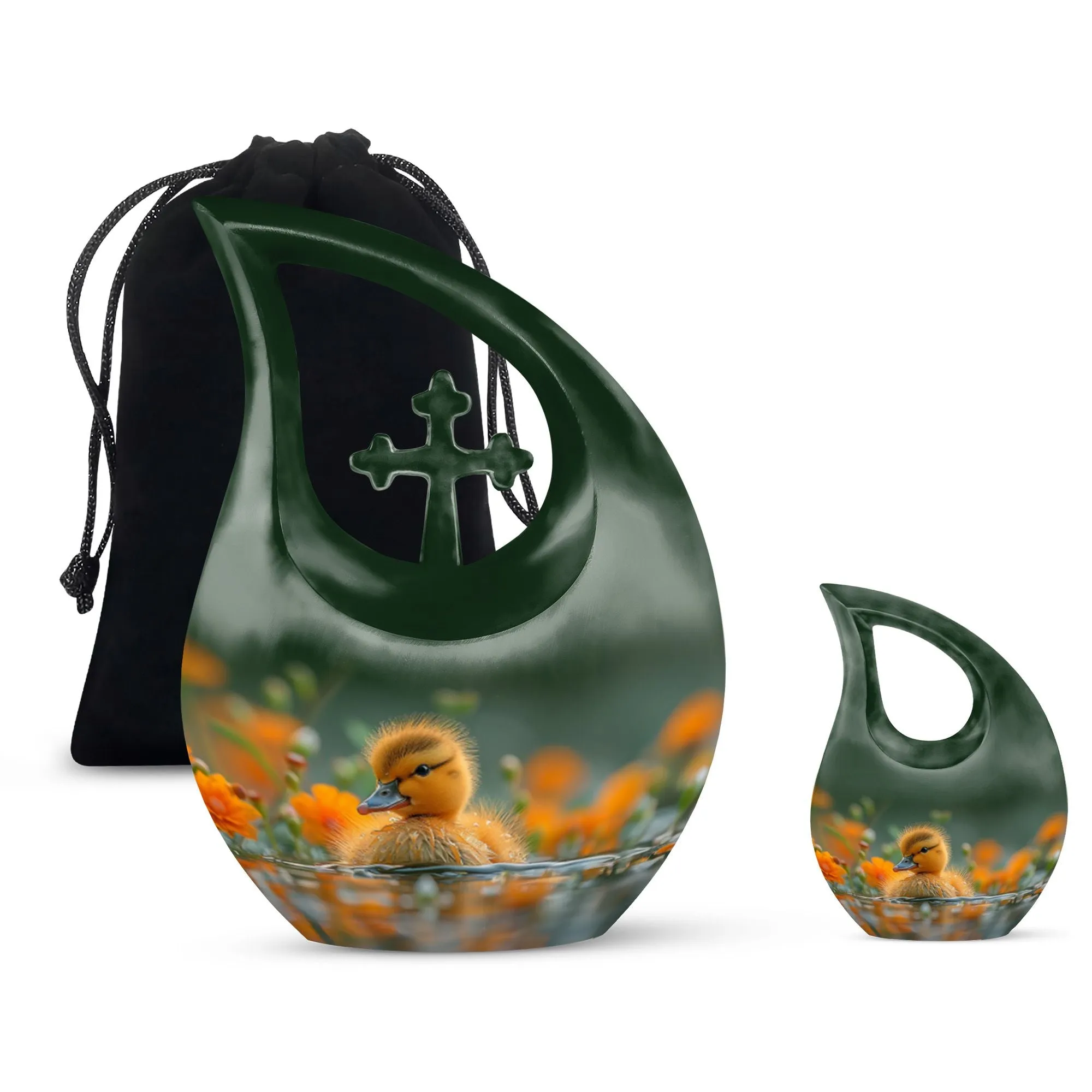 Golden Blossom Duckling Memorial Urn For Human Ashes